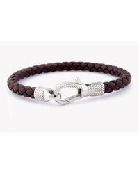 Tateossian | Ziggy Bracelet In Brown Leather With Silver Clasp for Men | Lyst