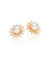 Adriana Orsini | Metallic Fireworks Faux Pearl & Pavé Starburst Earrings/goldtone | Lyst