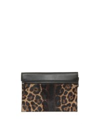 Victoria Beckham - Black Small Zip Leather Clutch With Printed Calf Hair - Lyst