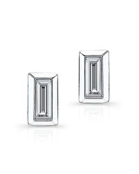 Anne Sisteron - 14kt White Gold Diamond Single Baguette Bar Earrings - Lyst