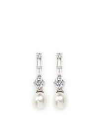 CZ by Kenneth Jay Lane | White Cubic Zirconia Faux Pearl Drop Earrings | Lyst