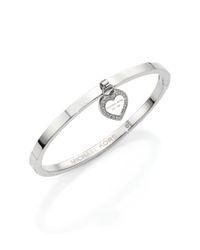 Michael Kors | Metallic Heritage Logo Heart Charm Bangle Bracelet/silvertone | Lyst