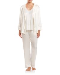 Oscar de la Renta | White Three-piece Pajama Set | Lyst