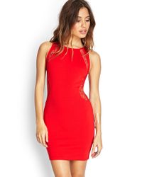 dress bodycon paneled lace forever lyst