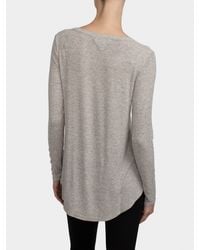 White + Warren - Gray Ribbed Jersey Swing Crewneck - Lyst