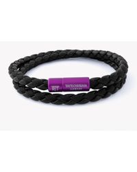 Tateossian - Chelsea Bracelet In Black Eco-leather With Purple Aluminium Clasp for Men - Lyst