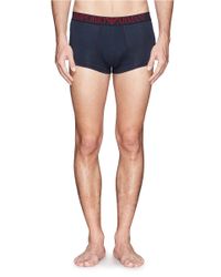 Emporio Armani | Blue Contrast Stitch Stretch Cotton-blend Boxers for Men | Lyst