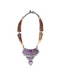 Iosselliani - Pink Rose Crystal Horn Necklace - Lyst
