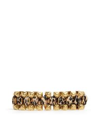Ela Stone | Metallic Rowina Leopard Print Fabric Stud Bracelet | Lyst