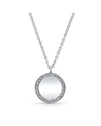Anne Sisteron - 14kt White Gold Diamond Rimmed Disc Necklace - Lyst