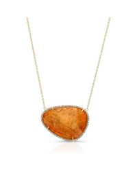 Anne Sisteron - Orange 14kt Yellow Gold Spessartite Garner Diamond Organic Shape Necklace - Lyst