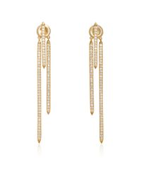 Fallon | Metallic Gold Plated Convertible Tinsel Earrings | Lyst