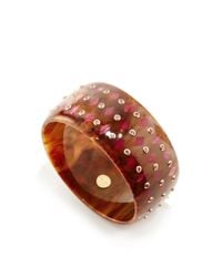 Mark Davis | Multicolor Marbled Brown Bakelite Bangle With Pink Sapphires | Lyst