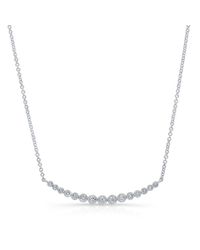 Anne Sisteron - Metallic 14kt White Gold Diamond Crescent Bezel Set Necklace - Lyst