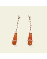 Erica Weiner - Orange Art Deco Carnelian And Rock Crystal Earrings - Lyst