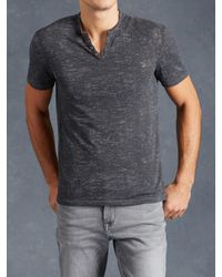 John Varvatos | Blue Short Sleeve Henley With Eyelet Detail for Men | Lyst