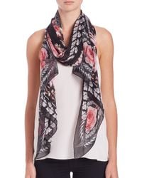 Givenchy | Pink Paradise Flowers Silk Wool Scarf | Lyst