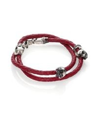 King Baby Studio | Red Thin-braided Double Wrap Leather Bracelet for Men | Lyst