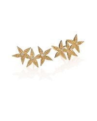Mizuki | Metallic Diamond & 14k Yellow Gold Three-flower Earrings | Lyst