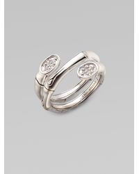 John Hardy | Metallic White Sapphire Sterling Silver Bamboo Wrap Ring | Lyst
