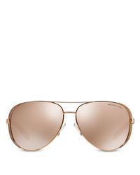 Michael Kors | Pink Chelsea Aviator Mirror Sunglasses, 59mm | Lyst
