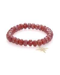 Sydney Evan | Red Diamond, Brown Silverite & 14k Yellow Gold Starburst Beaded Stretch Bracelet | Lyst