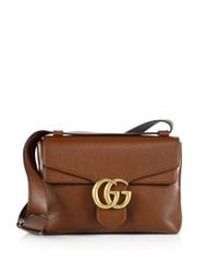 Gucci | Brown GG Marmont Leather Shoulder Bag | Lyst