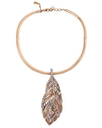 Roberto Cavalli | Metallic Swarovski Crystal Feather Necklace | Lyst