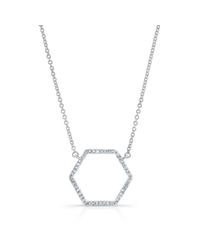 Anne Sisteron - 14kt White Gold Diamond Hexagon Shaped Necklace - Lyst