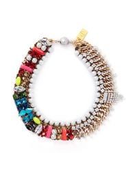 Assad Mounser | Multicolor 'Bette' Rhinestone Fringe Jewel Pearl Collar Necklace | Lyst
