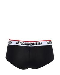 Moschino | Black Logo Trim Microfiber Hipster Brief for Men | Lyst
