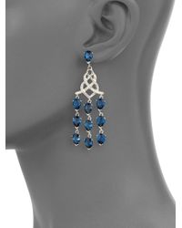 John Hardy | Classic Chain London Blue Topaz Diamond Sterling Silver Knot Chandelier Earrings | Lyst