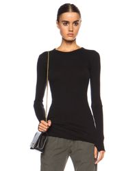 Enza Costa | Black Cuffed Crew Cashmere-blend Sweater | Lyst