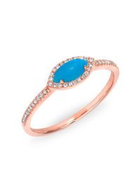 Anne Sisteron - Blue 14kt Rose Gold Diamond Turquoise Mini Marquis Ring - Lyst