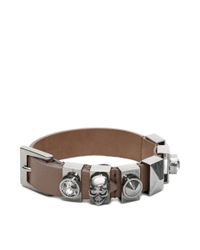 Alexander McQueen | Natural Small Grain Calf Metal Loop Bracelet | Lyst