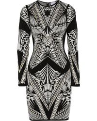 Hervé Léger | Black Embellished Ponte Dress | Lyst