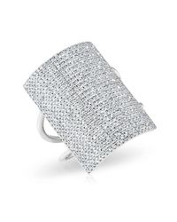 Anne Sisteron | Metallic 14kt White Gold Diamond Rectangle Armor Ring | Lyst
