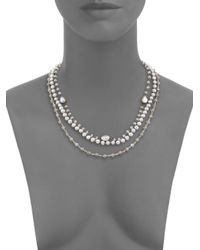 Chan Luu | Metallic 6mm Grey Pearl, Labradorite, Clear Quartz & Sterling Silver Multi-strand Necklace | Lyst