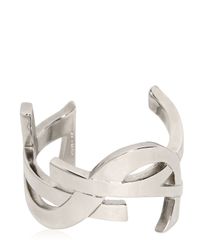 Saint Laurent | Metallic Monogram Plated Metal Bracelet | Lyst