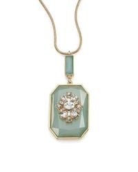 ABS By Allen Schwartz | Green Color Reaction Faceted Framed Pendant Necklace | Lyst
