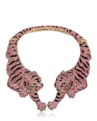 Roberto Cavalli Metallic Pink Swarovski Tigre Necklace