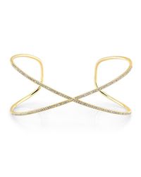 Anne Sisteron | Metallic 14kt Yellow Gold Diamond X Cuff | Lyst