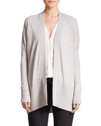 VINCE | Gray Ribbed Pointelle Cashmere Cardigan | Lyst