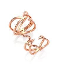 Phyne By Paige Novick | Pink Stella 14k Rose Gold Winged Double Ring | Lyst