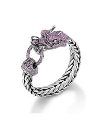 John Hardy | Pink Dragon Head Bracelet On Large Rectangular Chain | Lyst