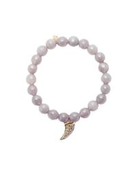 Sydney Evan | Gray Brown Diamond Horn Charm Beaded Bracelet | Lyst