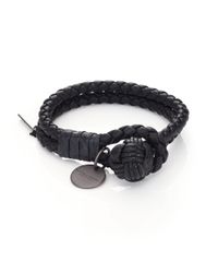 Bottega Veneta | Black Intrecciato Snakeskin & Leather Double-row Wrap Bracelet | Lyst