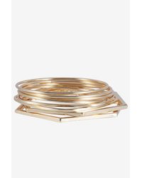French Connection | Metallic 8 Set Bangle Circ Cube Rectangle Hexagon Bracelet | Lyst