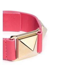 Valentino | Pink 'rockstud' Macro Leather Bracelet | Lyst