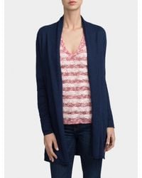 White + Warren - Blue Essential Cotton Open Cardigan - Lyst